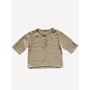 NEW THE SIMPLE FOLK boy's muslin henley top in sand